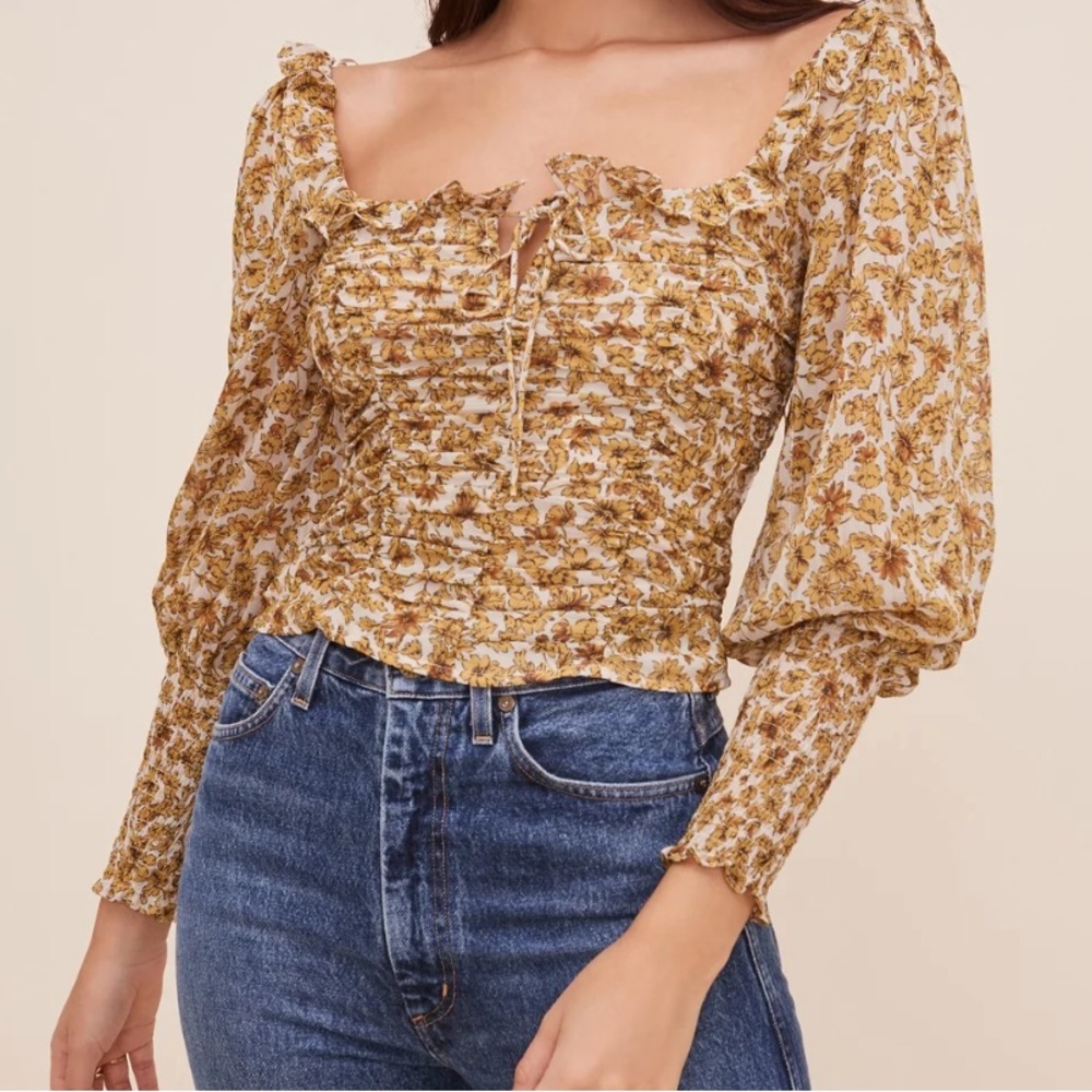 ASTR The Label Ivory- Mustard Floral Blouse